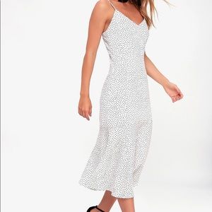 White Polka Dot Midi Dress